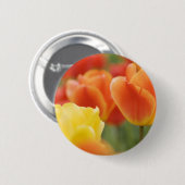Badge Rond 5 Cm Joyeuses Tulipes de Pâques (Devant & derrière)
