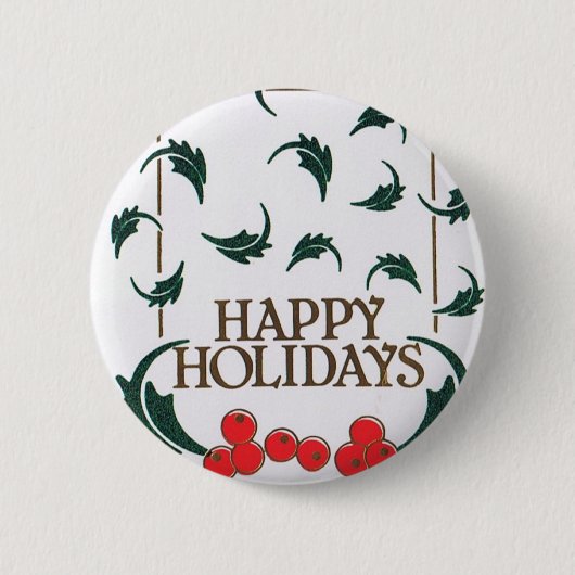 Badge Rond 5 Cm Joyeuses vacances Holly (Devant)