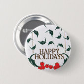 Badge Rond 5 Cm Joyeuses vacances Holly (Devant & derrière)
