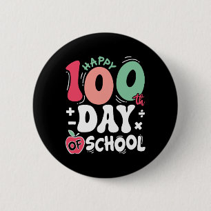 Badge Rond 5 Cm Joyeux 100 Jours D'Enseignant 100E Jour De Scho