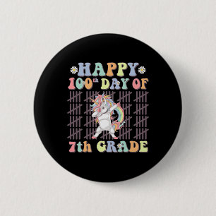 Badge Rond 5 Cm Joyeux 100e jour de 7e année Licorne mignonne supe