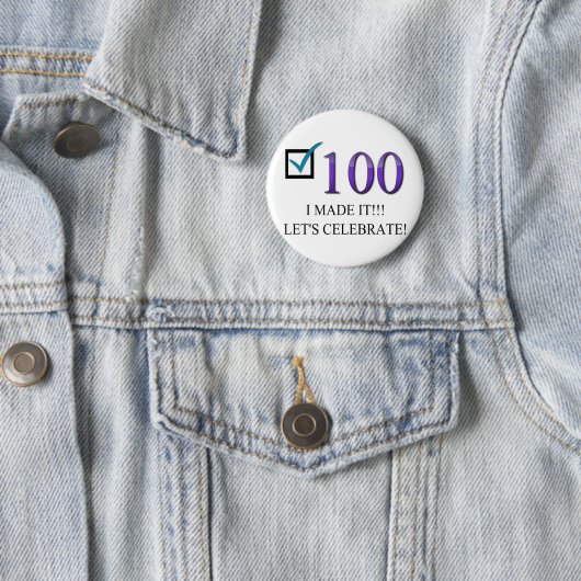Badge Rond 5 Cm Joyeux 100th anniversaire (En situation)