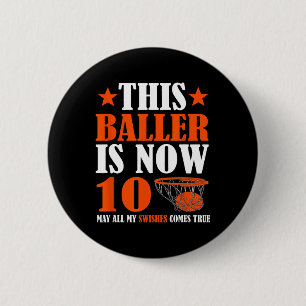 Badge Rond 5 Cm Joyeux 10e anniversaire 10 ans Bysketbyll 10e Bi