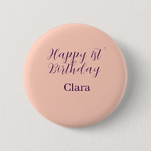 Badge Rond 5 Cm Joyeux 1er anniversaire orange violet boho rétro n