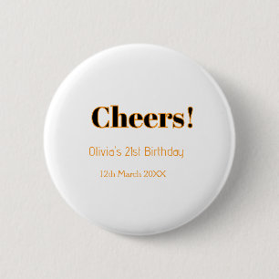 Badge Rond 5 Cm Joyeux 21e anniversaire ajoutez nom date simple mi