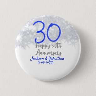 Badge Rond 5 Cm Joyeux 30ème anniversaire de mariage argent paille