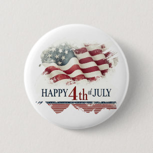 Badge Rond 5 Cm Joyeux 4 juillet - Drapeau américain design vintag