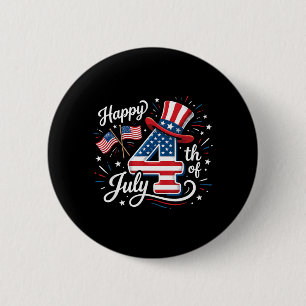 Badge Rond 5 Cm Joyeux 4 juillet Drapeau Patriotique Américain 4 j