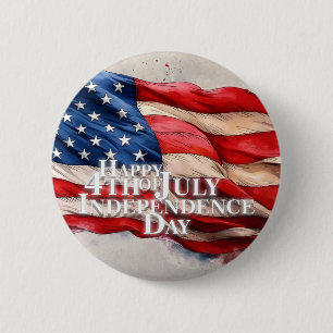 Badge Rond 5 Cm Joyeux 4 juillet - Jour de l'Indépendance