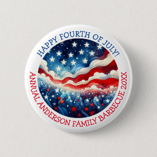 Badge Rond 5 Cm Joyeux 4 Juillet Personnalisé