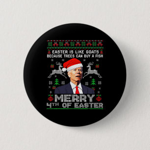 Badge Rond 5 Cm Joyeux 4ème de Pâques Fun Biden Horribles Cadeaux