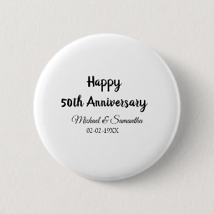 Badge Rond 5 Cm Joyeux 50e anniversaire ajouter nom du couple date