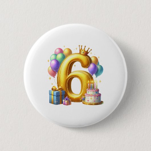 Badge Rond 5 Cm Joyeux 6e Anniversaire (Devant)