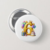 Badge Rond 5 Cm Joyeux 6e Anniversaire (Devant & derrière)