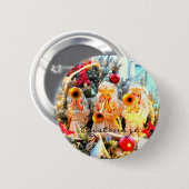 Badge Rond 5 Cm joyeux anges de noël trompant (Devant & derrière)
