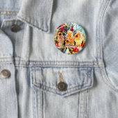 Badge Rond 5 Cm joyeux anges de noël trompant (En situation)