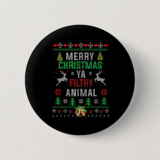 Badge Rond 5 Cm Joyeux animal de Noël sale Ya Chemise Funny Noël