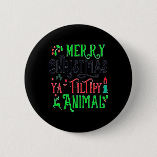 Badge Rond 5 Cm Joyeux animal de Noël sale Ya Xmas Famille Pajam