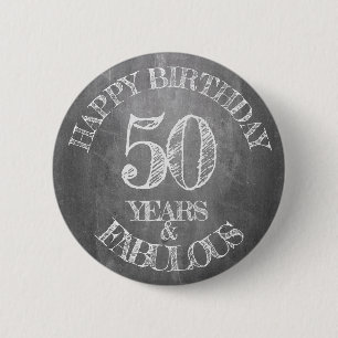 Badge Rond 5 Cm Joyeux Anniversaire - 50 Ans & Fabuleux