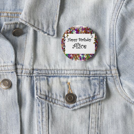 Badge Rond 5 Cm Joyeux anniversaire Alice (En situation)