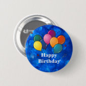 Badge Rond 5 Cm "Joyeux anniversaire", Ballons de fête (Devant & derrière)