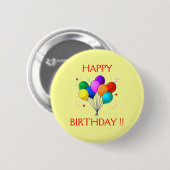 BADGE ROND 5 CM JOYEUX ANNIVERSAIRE BALOONS. (Devant & derrière)