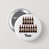 Badge Rond 5 Cm Joyeux Anniversaire Bouteilles de vin rouge Custom (Devant & derrière)