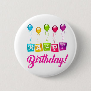 Badge Rond 5 Cm Joyeux anniversaire coloré
