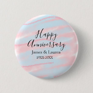 Badge Rond 5 Cm Joyeux anniversaire de mariage nom date année past