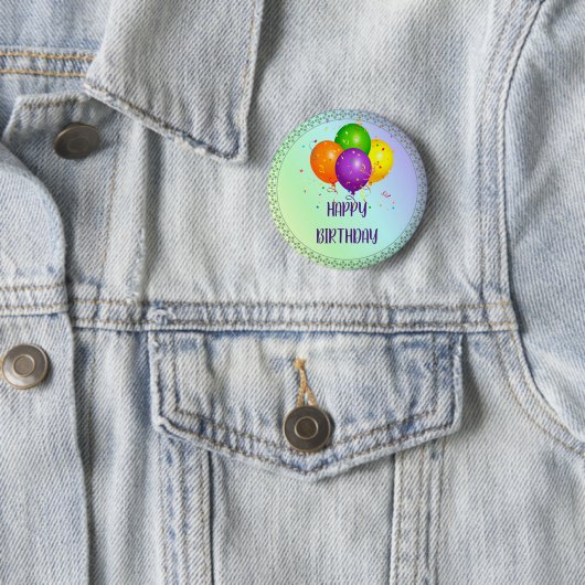 Badge Rond 5 Cm Joyeux anniversaire, design populaire,  (En situation)