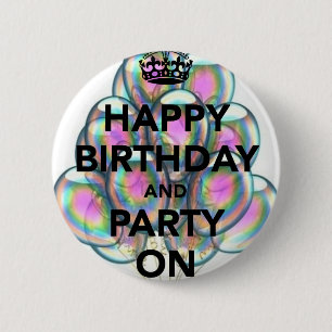 Badge Rond 5 Cm Joyeux anniversaire et partie dessus