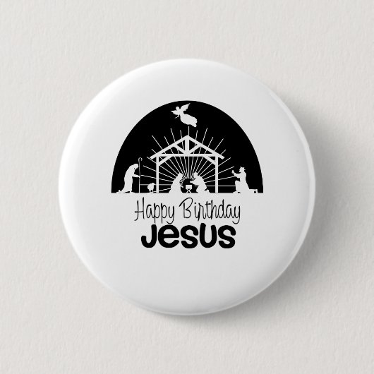 Badge Rond 5 Cm Joyeux anniversaire Jésus (Devant)