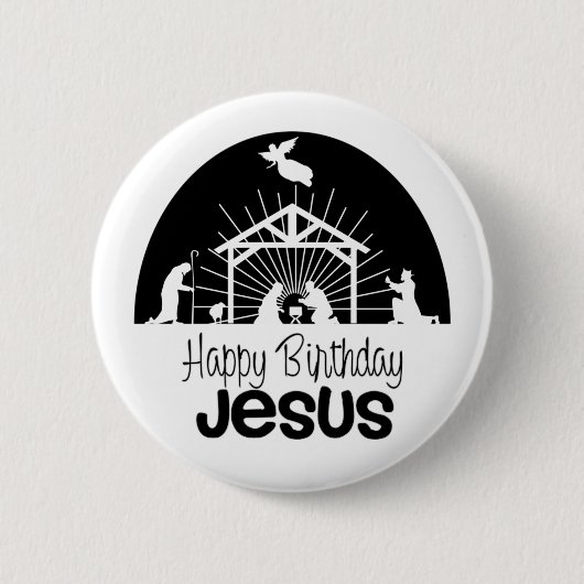 Badge Rond 5 Cm Joyeux anniversaire Jésus (Devant)