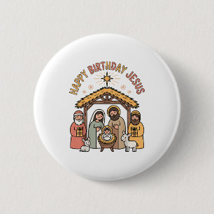 Badge Rond 5 Cm Joyeux Anniversaire Jésus Noël Tenue Chrétienne Po