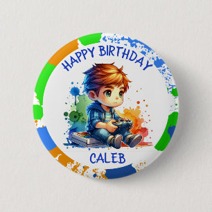Badge Rond 5 Cm Joyeux Anniversaire Jeu de garçon Personnalisé Ann