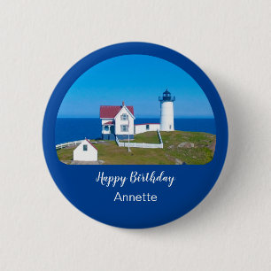 Badge Rond 5 Cm Joyeux Anniversaire Nubble Lighthouse 