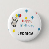 Badge Rond 5 Cm Joyeux anniversaire Panda ours blanc (Devant)