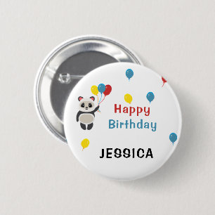 Badge Rond 5 Cm Joyeux anniversaire Panda ours blanc