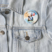 Badge Rond 5 Cm Joyeux anniversaire personnalisé | Bébé et chiot (En situation)