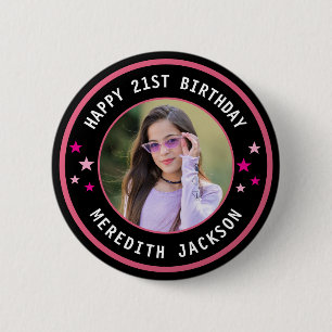 Badge Rond 5 Cm Joyeux Anniversaire Personnalisé Photo Mignonne Ro