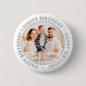 Badge Rond 5 Cm Joyeux anniversaire | Photo classique simple perso (Devant)