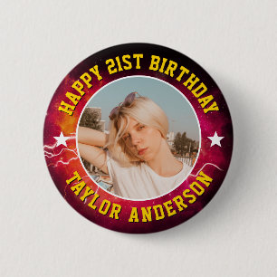 Badge Rond 5 Cm Joyeux Anniversaire Photo Personnalisée Bootleg Ré