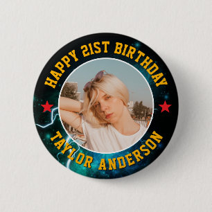 Badge Rond 5 Cm Joyeux Anniversaire Photo Personnalisée Bootleg Ré