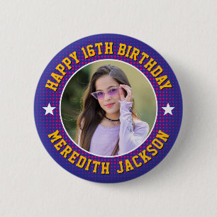 Badge Rond 5 Cm Joyeux Anniversaire Photo Personnalisée Cool