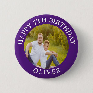 Badge Rond 5 Cm Joyeux Anniversaire Photo personnalisée Nom d'âge