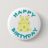 Badge Rond 5 Cm Joyeux anniversaire Sandcastle Sand Castle Beach P (Devant)