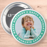 Badge Rond 5 Cm Joyeux anniversaire Simple moderne photo personnal<br><div class="desc">Ce design simple et moderne est composé de typographie serif et d'ajouter une photo personnalisée.</div>