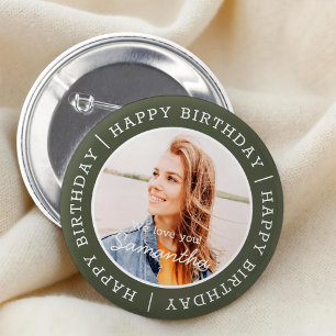 Badge Rond 5 Cm Joyeux anniversaire simple Preppy moderne photo pe