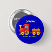 Badge Rond 5 Cm Joyeux anniversaire, Toy Train, modèle (Devant & derrière)