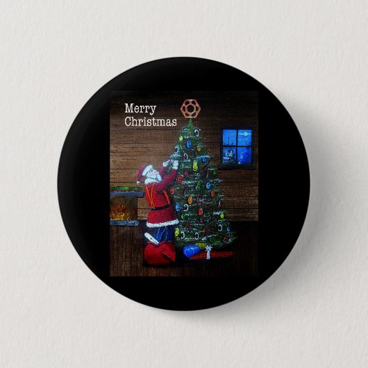 Badge Rond 5 Cm Joyeux Arboriste de Noël Arbre Chirurgien Arbre de (Devant)